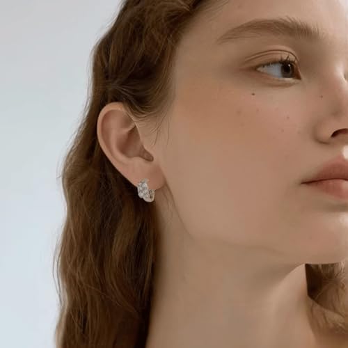 18K Gold Hoop Earrings for Women, Hypoallergenic Gold Plated Hoops, Lightweight Small Gold Plated Earrings for Sensitive Ears, Gold Jewelry Gifts for Women (Gold-6pcs-White) - Image 2