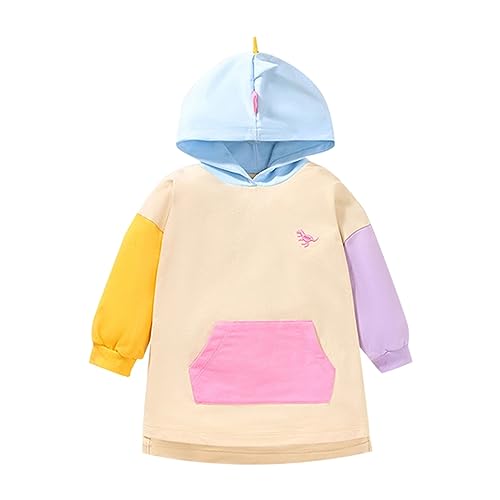 EnJoCho Children Comfy Tops 1 to 7 Years Kids Girls Sweater Autumn And Winter Cute Cartoon Color Matching Hooded Sweater