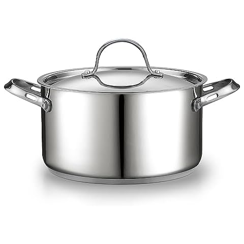Cooks Standard 18/10 Stainless Steel Stockpot 6-Quart, Classic Deep Cooking Pot Canning Cookware Dutch Oven Casserole with Stainless Steel Lid, Silver Cover
