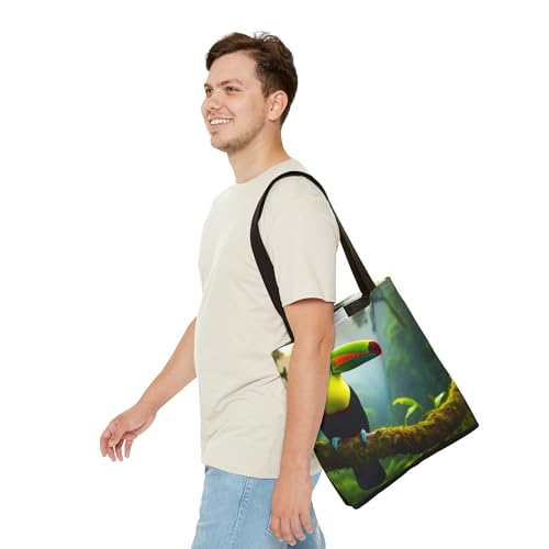 Premium Tote Bag Featuring a Keel-billed Toucan with Colorful Bill and Reinforced Stitching on Handles3