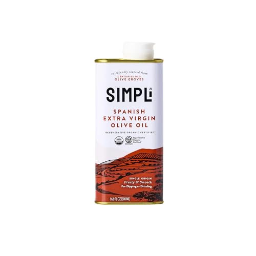 Image of SIMPLi Regenerative Organic Certified Spanish Extra Virgin Olive Oil, Fruity & Smooth, High in Polyphenols, Cold-Pressed, Non-GMO, 16.9 fl oz