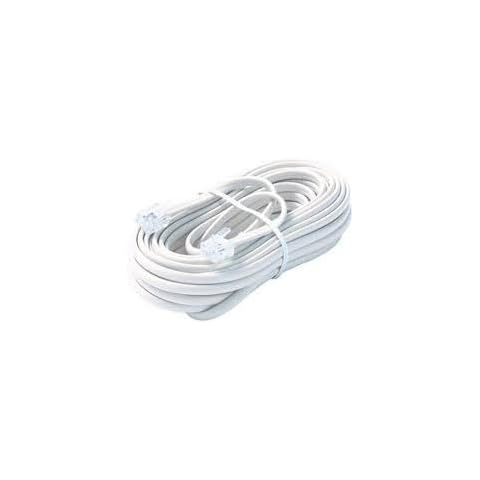 Bistras 25 Ft 4C Telephone Extension Cord Cable Line Wire, for Any Phone, Modem, Fax Machine, Answering Machine, Caller ID, White (1 pk 25 ft ) Cover