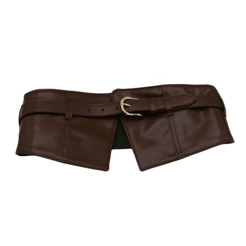 AMPOSSTO Women Fashion Wide Elastic Cinch Waist Belt Retro PU Leather Pin Buckle Waistband for Overcoat Dress Outfits 5