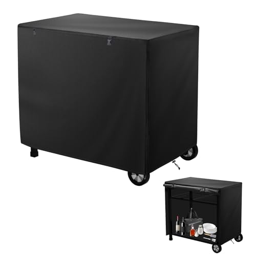 Outdoor Dining Cart Cover Outdoor Prep Table Cover with Split Zipper 40x24x32 Waterproof for Royal Gourmet Double-Shelf Dining Cart Table