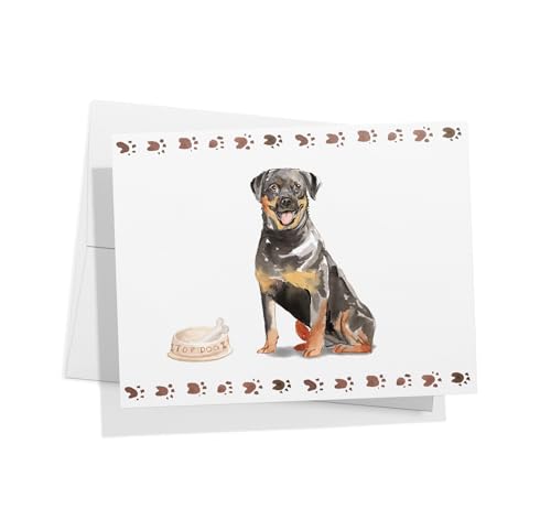 Image of Twigs Paper Rottweiler Thank You Cards, 12 Dog Stationery Note Cards
