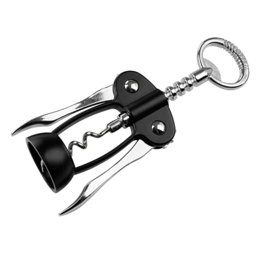 Fackelmann 49761 Tire-bouchon à levier, Ouvre-bouteille de vin à levier, Décapsuleur, Noir mat, Plastique, Acier, 16,5x5,6cm