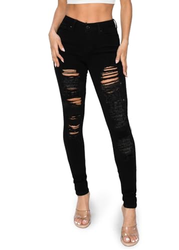 2LUV Women's Distressed Skinny Ripped Jeans