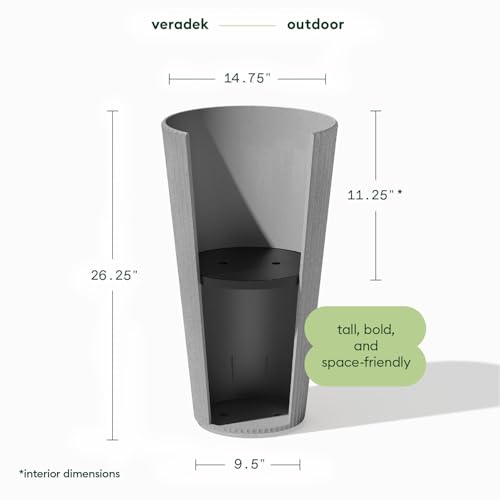 Image of Veradek Demi Series Tall Planter - Tall Tapered Outdoor Planter with Shelf