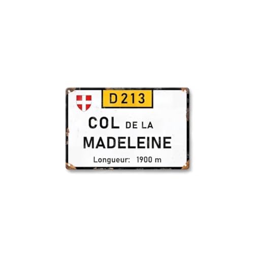 Plaque métallique vintage Col de la Madeleine, une superbe idée cadeau rétro pour cycliste