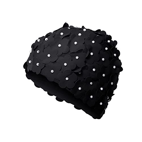 Bonnet de bain vintage floral pour femme Bonnet de bain élégant Super Stretch Bonnet de douche Nylon Spandex Fleur Bonnet de bain pour sports nautiques pour cheveux longs Dreadlocks Tissage Boucles