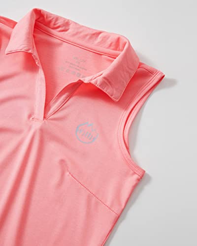 Willit Girls' Sleeveless Polo Shirts Golf Tennis Polo Lightweight Shirts Quick Dry Pink M #TOP3