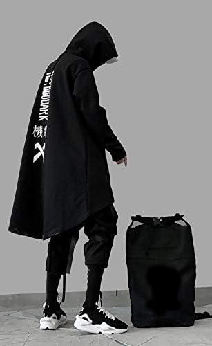 Niepce Inc Japanese Streetwear Gothic Long Techwear Hoodie for Men (US, Alpha, Medium, Regular, Regular, Standard, Black1)