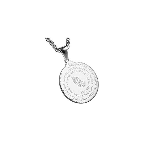 Fuqimanman2020 Bible Verse Prayer Necklace Christian Jewelry Gold Stainless Steel Praying Hands Coin Medal Pendant | Silver Gold