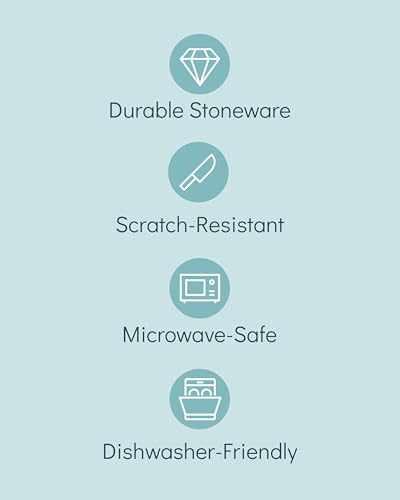 18 Piece Dinner Sets for 6 People - Beautiful Mediterranean Style Stoneware Dinner Set for 6 - Dishwasher & Microwave Safe Plates and Bowls Set for 6 - Dinnerware Sets by Pure Living in Dark Petrol