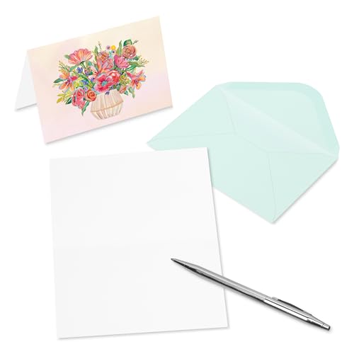 Image of Papyrus 14-Count All Occasion Blank Stationery Notes, Vase of Flowers