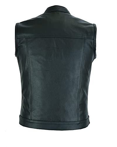 RAXUS Herren-Motorradweste aus echtem Leder, schwarz, K-10, Schwarz , Large