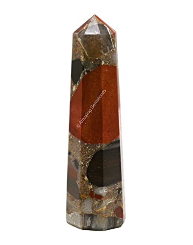 Image of Amazing Gemstone Spotted Jasper Crystal Towers - Natural Healing Crystal Point Obelisk for Reiki Healing and Crystal Grid (2 inch to 3 inch Inch)