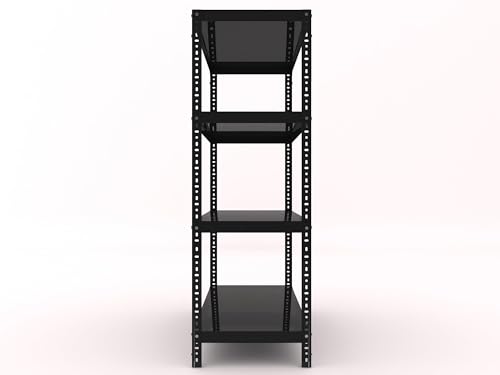 Image of Iron Metal Storage Rack 4 Shelf Adjustable Shelving Unit | Heavy Duty Space Saving Organizer Rack | Black | 12x29x36 Inch