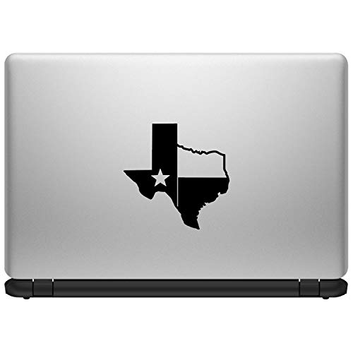 Image of TX Flag Shaped Like Texas [Pick Color] Vinyl Transfer Sticker for Laptop /Car /Truck /Window /Bumper (3 inch x 3 inch, Black)