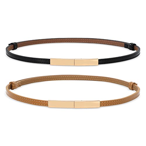 WHIPPY 2 Stück schmal Gürtel Damen Verstellbarer dünner Taillengürtel...