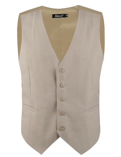 Image of Alizeal Mens Classic Solid Suit Vest Regular Fit Tuxedo Waistcoat