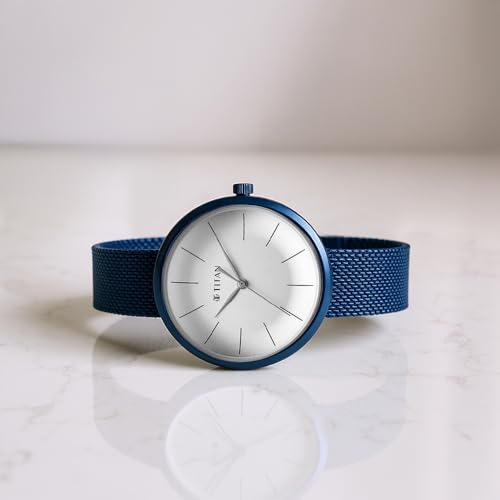 Image of Titan Slimline Quartz Analog White Dial Blue Stainless Steel Strap Watch for Women-NS95182QM01