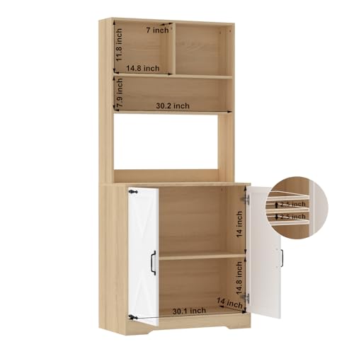Pantry-Cabinet-with-2-Doors-3-Tier-Modern-Kitchen-Hutch-Cabinet-with-Adjustable-Shelves-Freestanding-Larder-Cupboard-Kitchen-Pantry-Storage-Cabinet-for-Kitchen-Dining-Room Pantry Cabinet with 2 Doors 3 Tier Modern Kitchen Hutch Cabinet with Adjustable Shelves Freestanding Larder Cupboard Kitchen Pantry Storage Cabinet for Kitchen Dining Room
