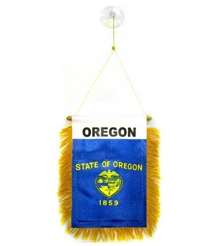 AZ FLAG, Oregon Mini Banner, 6'' x 4'', 100% Polyester US state of Oregon Small Pennant for Car