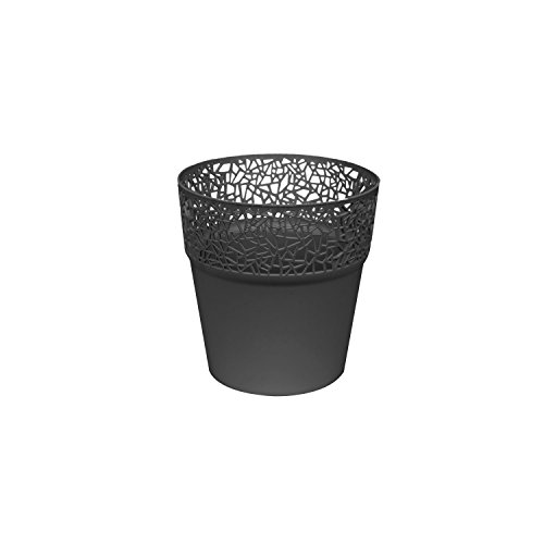 Preisvergleich Produktbild Blumentopf D 12 cm anthrazit Kunststoff Spitzenoptik Übertopf Deko rund Tree