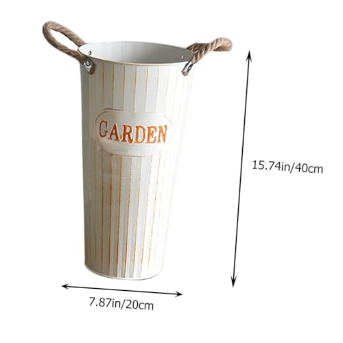 Vase à fleurs en fer beige rétro pour décorer un bureau - 3