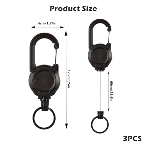 Image of ID Card Holder Retractable Keyring Reel with Clasp Heavy Duty Clip-on Badge Holders, Coated Stainless Steel Wire Cord, Secure Keychain for Work, School
