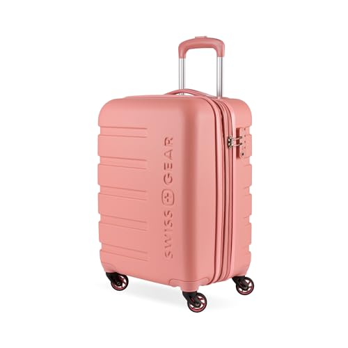 Image of SWISSGEAR Signature Hardside Expandable Carry-On Spinner Luggage, ABS Construction, TSA-Friendly Lock, and Built-In Cupholder, Coral Almond, 19-Inch