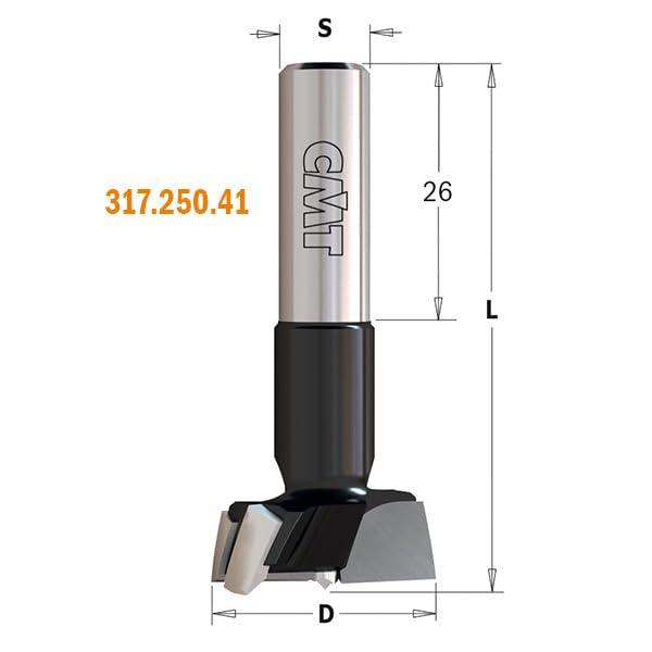 CMT 317.150.41 - Broca XTREME para bisagras HW S=10x26 D=15X57.5 DX