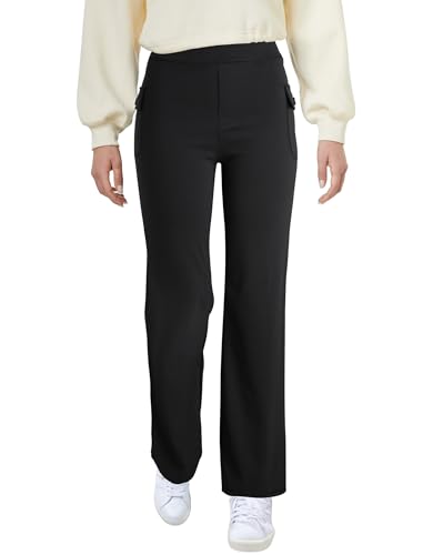 Women's High Waist Flared Casual Pants, Button Side Flap Work Pants with Pocket3