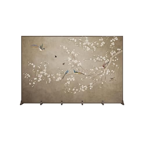 Separador de Ambientes Mampara de Suelo con diseño Flores y pájaros for decoración del hogar, Sala Estar, Fondo Pared, Porche, Oficina, té, Plegable Biombo