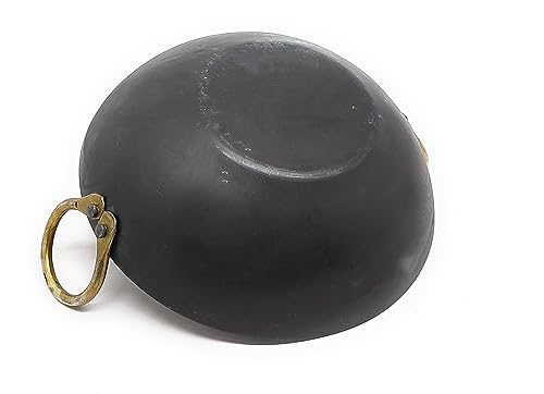 Image of NYRA PureTraditional Black Iron Kadhai for Cooking | Induction Compatible | Heavy Base | Loha Kadai Lokhand /Lokhandi with Handle (Medium)