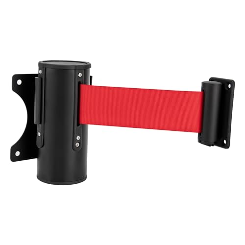 Wall Mount Retractable Belt 6.5FT, Wall Mounted Safety Barrier Belt, Queue Line Dividers Retractable Belt Barrier, Indoor Outdoor Do Not Cross Caution Tape