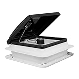 Bellanny 360x360mm RV Roof Vent Fan, 12V Super Silent Motorhome Vent Fan with LED Light, 10 Blades Dual Mode Air Inlet Outlet Camper Van Accessories, 3 Speed for Trailer Camper Van (Black)