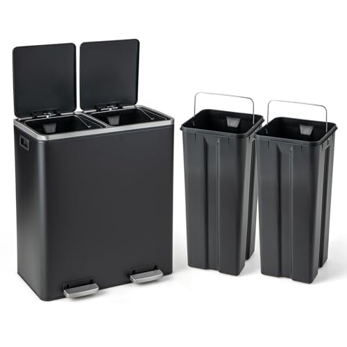 Caneca de basura doble S AFSTAR 16 galones negra
