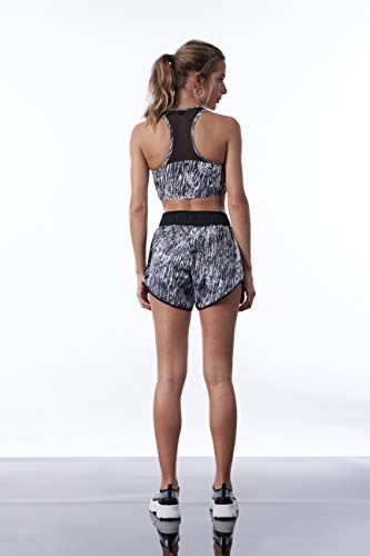 Shorts Comfort Estampado com Tule, Colcci Fitness, Feminino, Preto/Off, M