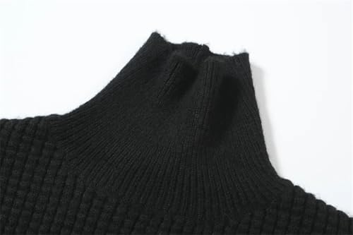 Men's Textured Turtleneck Sweater Loose Fit Pullover Long Sleeve Casual Comfortable Soft Warm Ribbed Knit Top3