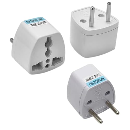 Image of Hi-Plasst India to Europe Travel Adapter Plug (Pack of 3) Type C Power Plug Converter, Universal Socket for Denmark, Switzerland, Italy, Brazil, South Africa, Israel - Compact & Lightweight for Travel