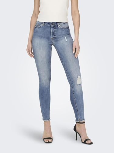 ONLY Damen Onlblush Mid Sk ANK Raw Rea333noos Jeans, Light Blue Denim, M / 30L EU – Ansicht 2