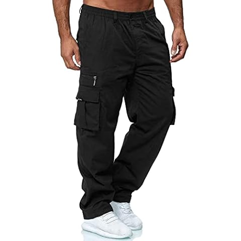SOOUICKER Cargohose Herren Baggy Freizeithose Herren Mit Seitentaschen Hosen Herren Relaxed Fit Wanderhose Herren Braun Outdoor Hosen Herren Jogginghose Mit Knopfleiste Cargohose Herren Weites Bein Cover