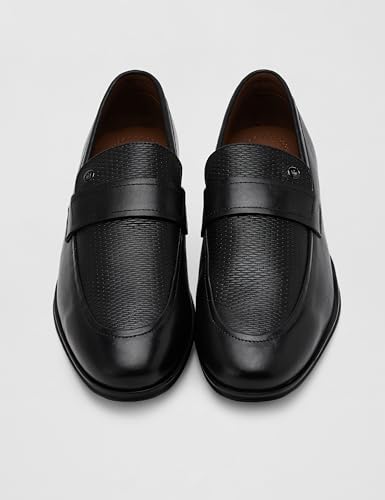 Image of Louis Philippe Men Premium Leather Breathable Lining Material Anti Slip with Heel TPR Sole Formal Slip-on Shoes