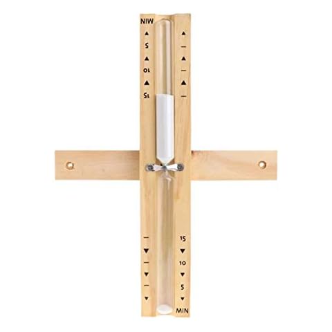 Sauna Hourglass Sand Timer 15 Minute SuLiao: Wood White Sand Clock,large Sand Watch 15 Min, Reloj De Arena, Rotating Heat Resistant Wooden Hour Glass Sandglass for Sauna room Cover
