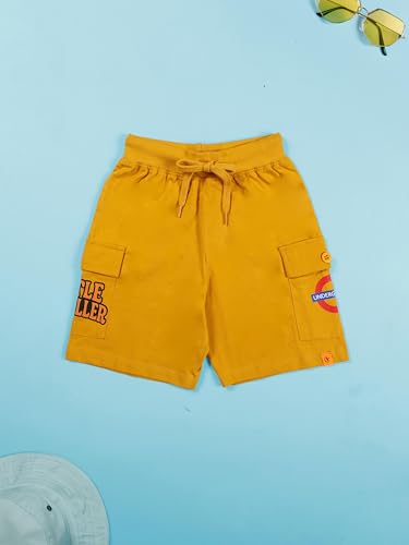 Image of KiddoPanti Boys 100% Cotton Knitted Above Knee Length Basic Cargo Shorts