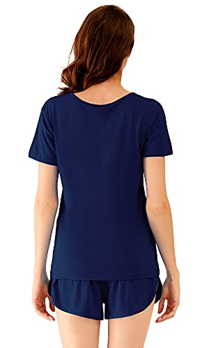 Image of WiWi Viscose from Bamboo Pajamas Set for Women Super Soft Short Sleeve Cooling Summer Plus Size Pjs Sets Sleepwear S-4X