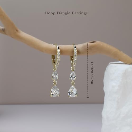 Dainty Gold Plated Huggie Hoop Earrings Trendy Imitation Cubic Zirconia Diamond Dangle Drop Earrings Hypoallergenic Jewelry for Women4