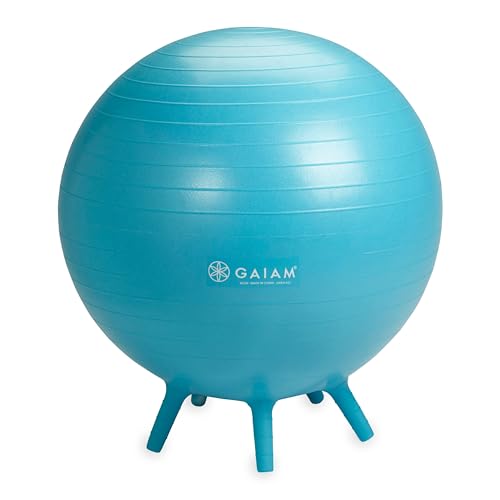 Image of Gaiam Balance Ball Chair - No-Roll Ergonomic Office Chair & Yoga Ball Chair for Home Office Desk with Exercise Guide, Easy Installation Ball Pump, and Built-in Stability Legs